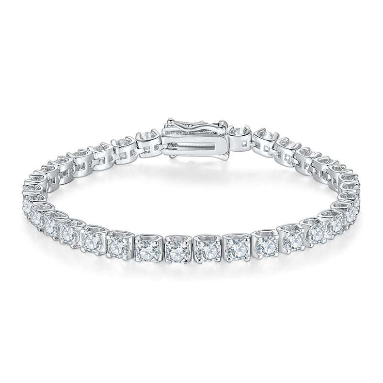 Classic Bull Head Moissanite Tennis Bracelet in Sterling Silver