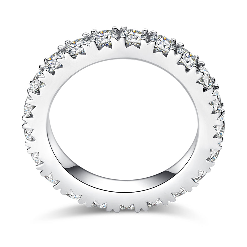 Straight Arm Micro-paved Moissanite Eternity Ring in Sterling Silver 3.0mm