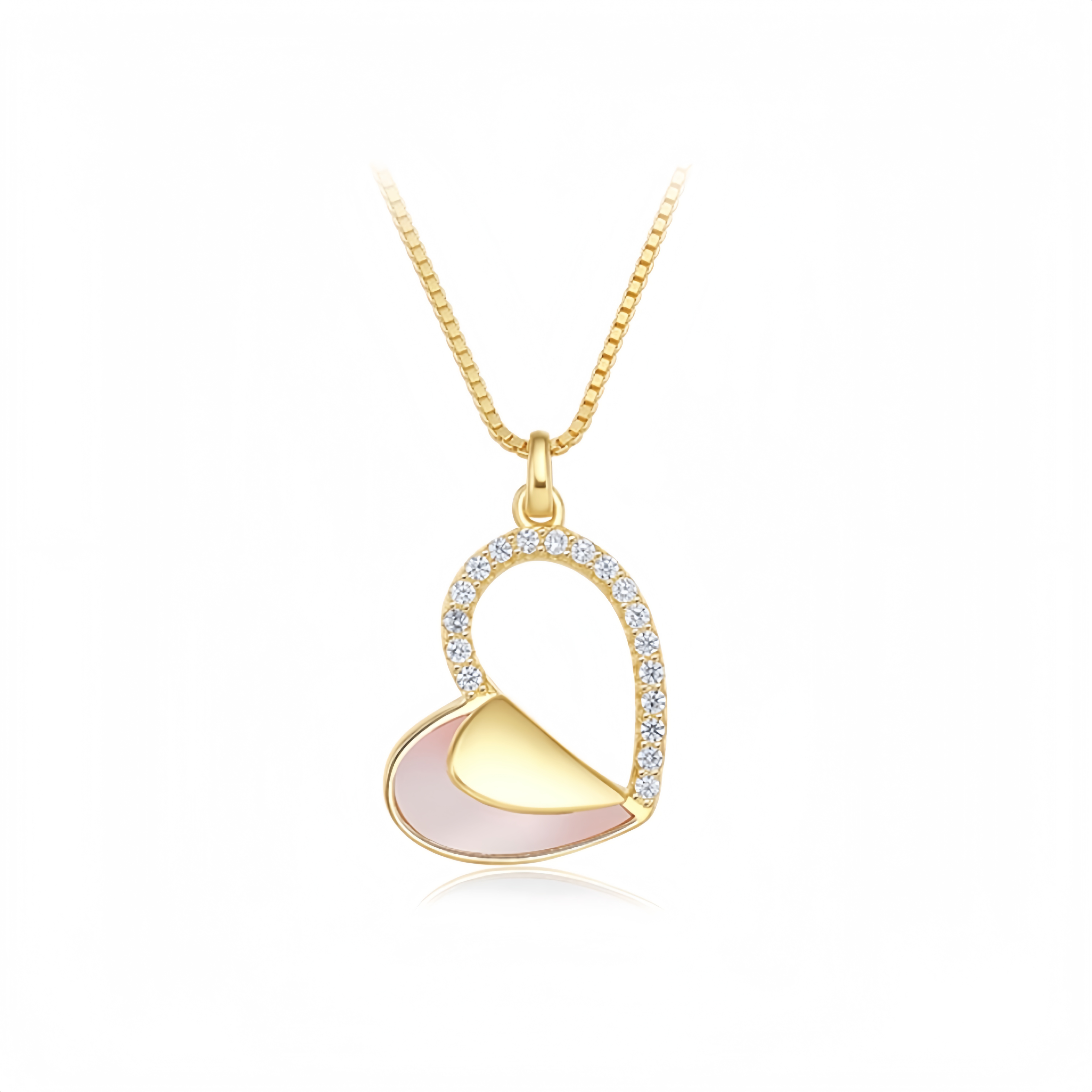 [Ice Cube] Cubic Zirconia and Mother-of-Pearl Necklace in Sterling Silver