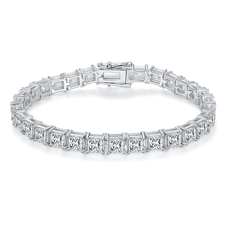 Square 0.5 carat per gemstone Moissanite Tennis Bracelet in Sterling Silver