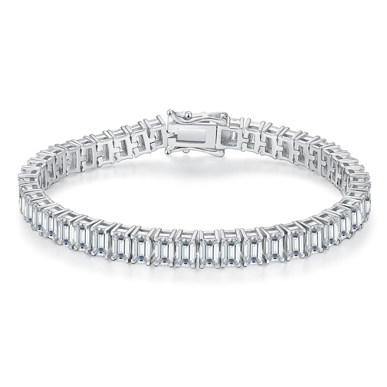 Rectangle 0.5 carat per gemstone Moissanite Tennis Bracelet in Sterling Silver