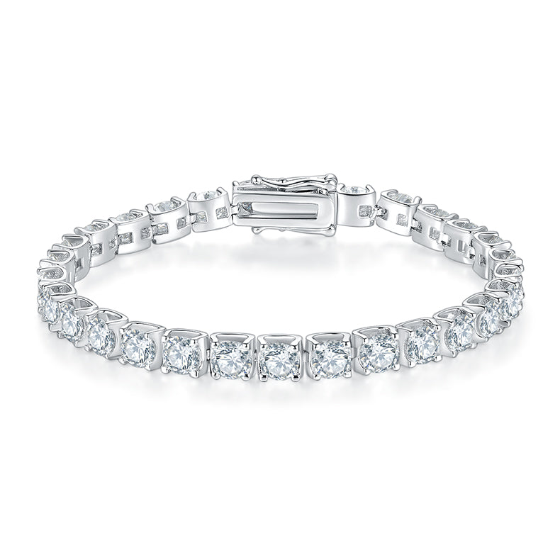 Classic Bull Head Moissanite Tennis Bracelet in Sterling Silver