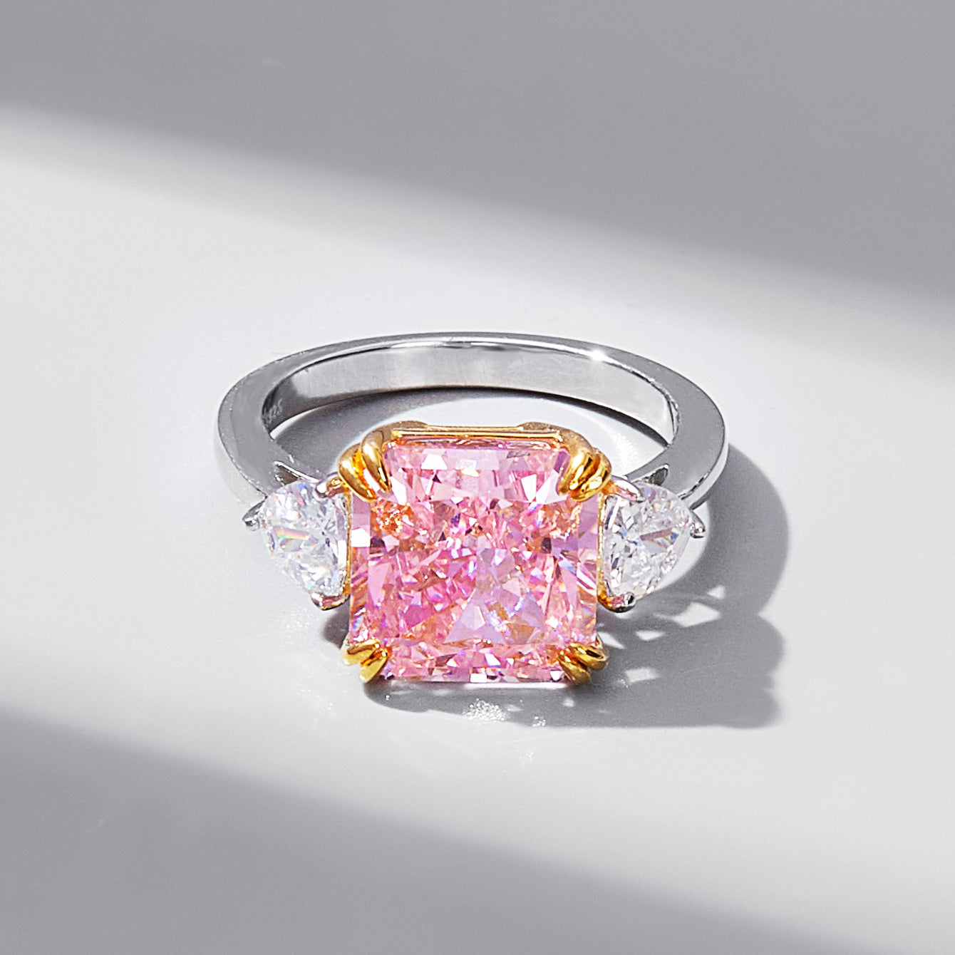 [Pink Square] Cubic Zirconia Ring in Sterling Silver