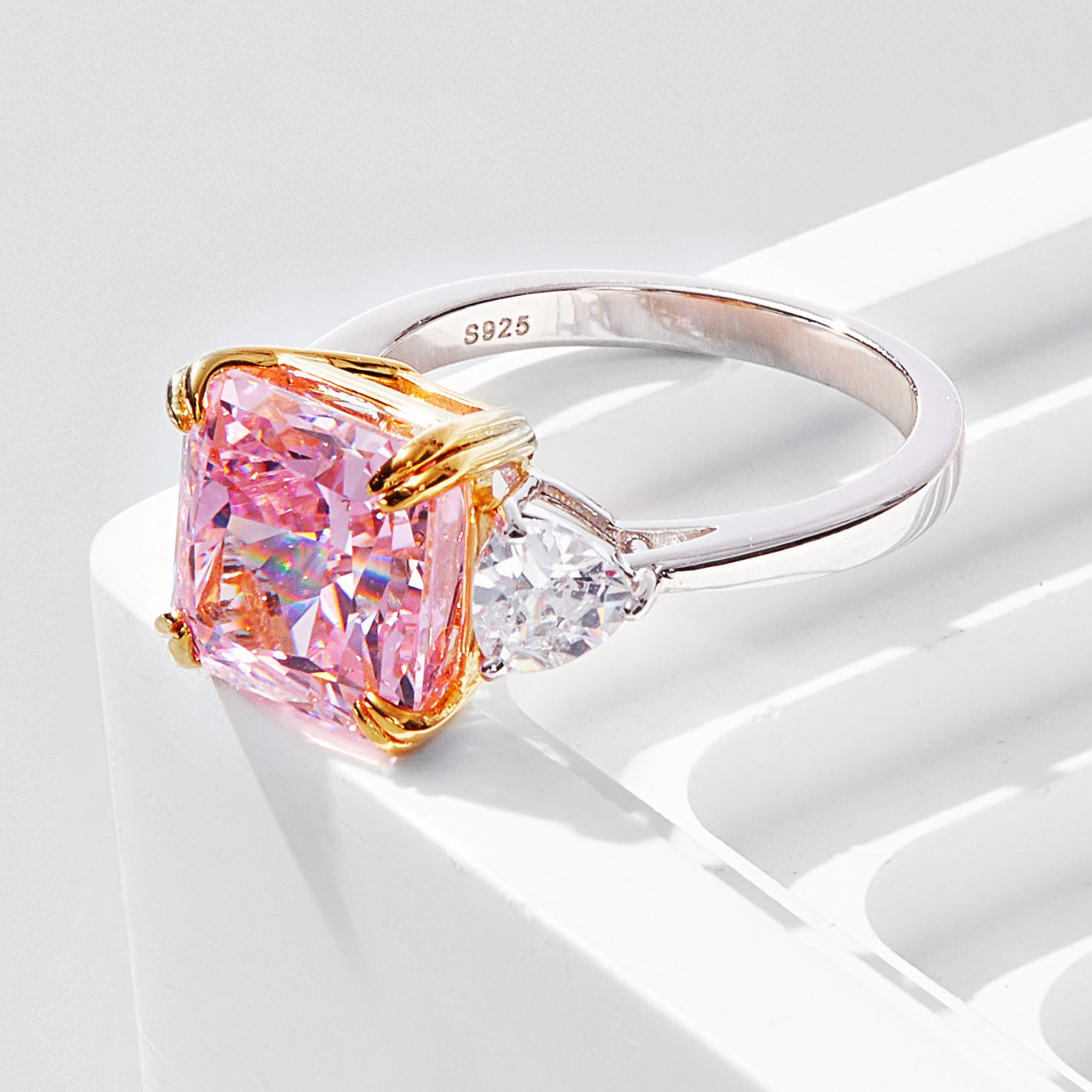 [Pink Square] Cubic Zirconia Ring in Sterling Silver