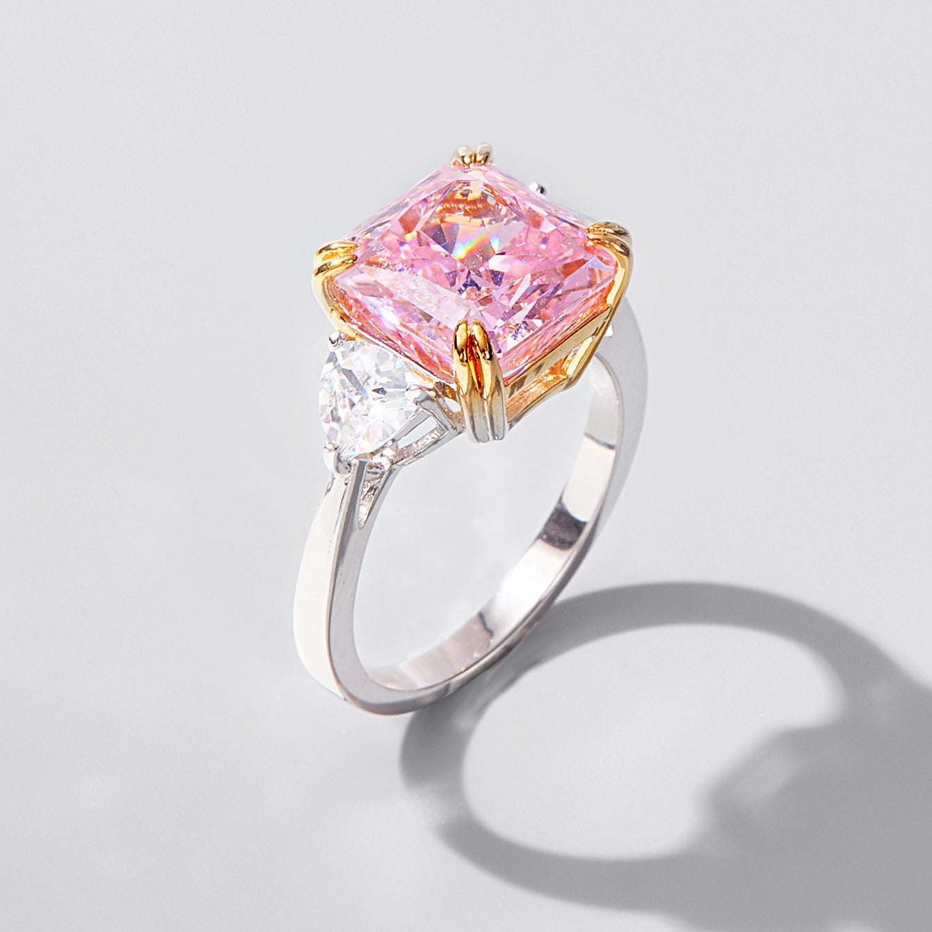 [Pink Square] Cubic Zirconia Ring in Sterling Silver
