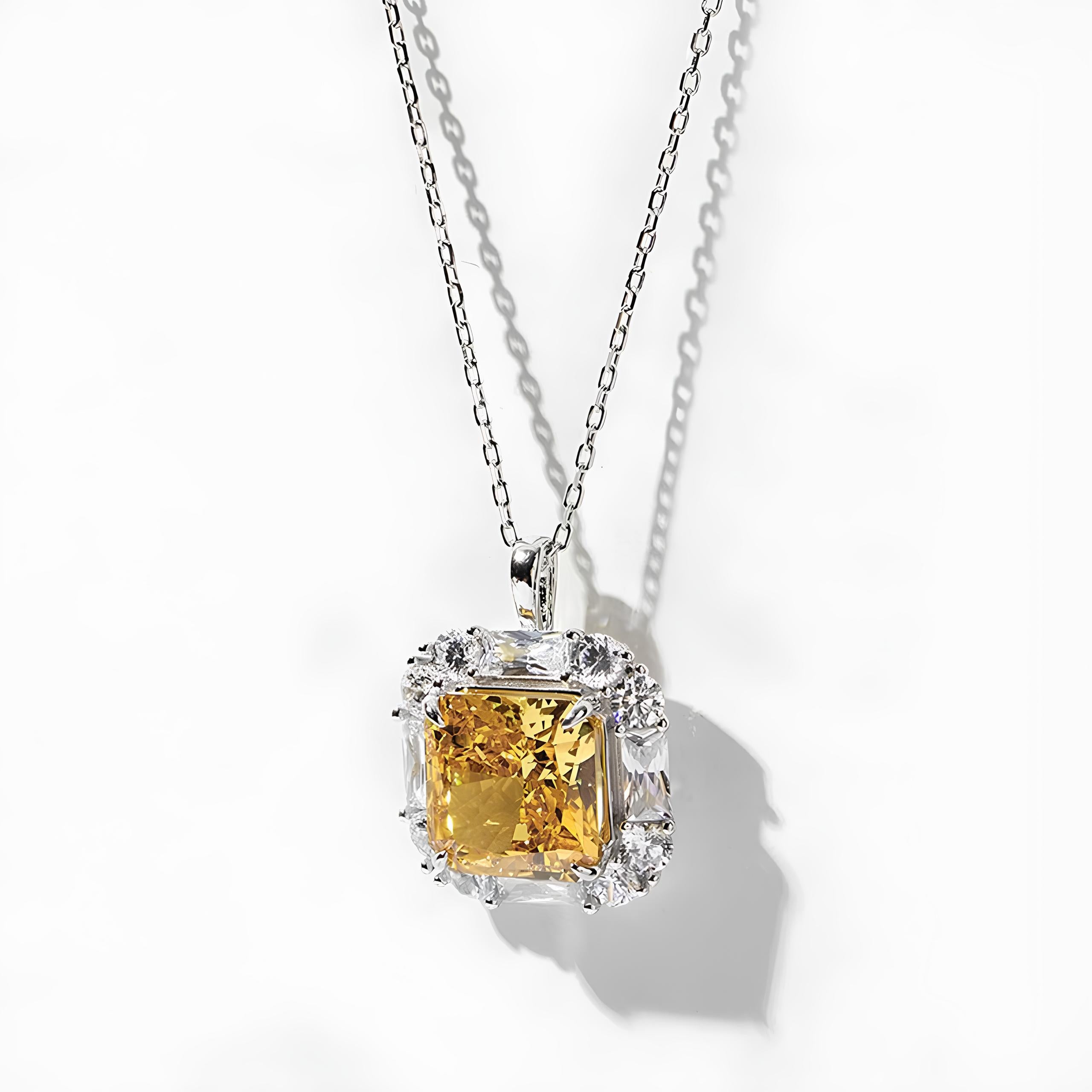 [Golden Square] Cubic Zirconia Necklace in Sterling Silver