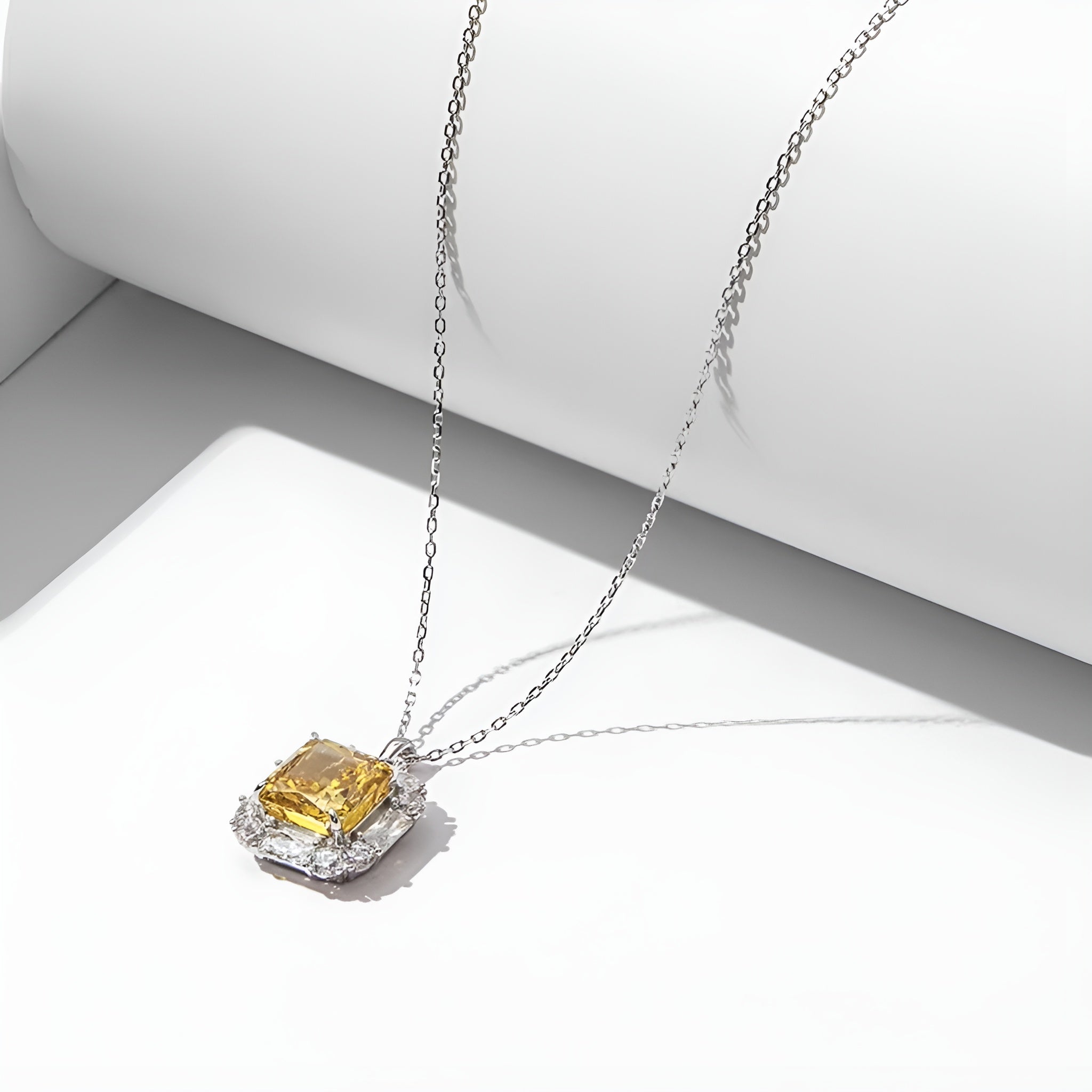 [Golden Square] Cubic Zirconia Necklace in Sterling Silver