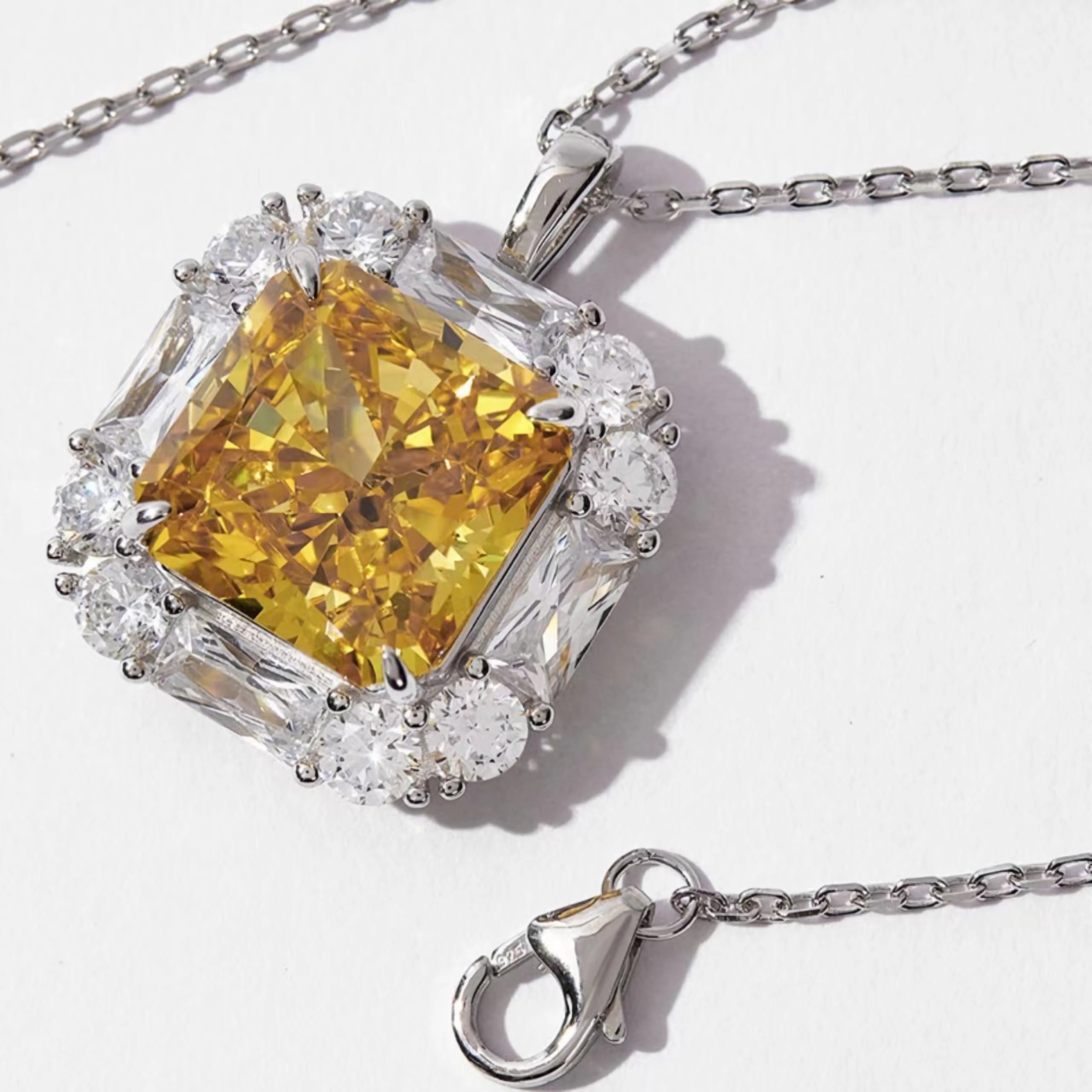 [Golden Square] Cubic Zirconia Necklace in Sterling Silver