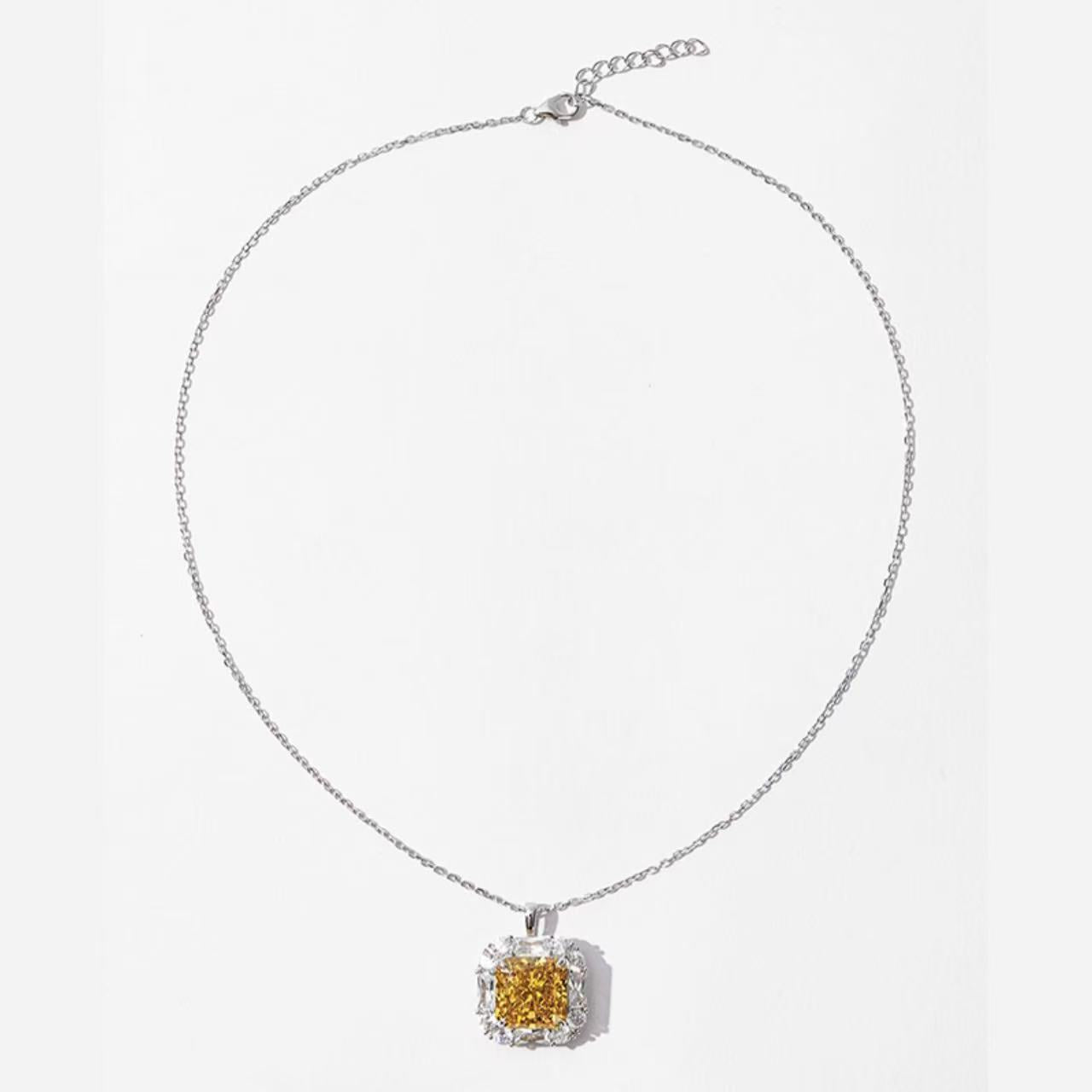 [Golden Square] Cubic Zirconia Necklace in Sterling Silver