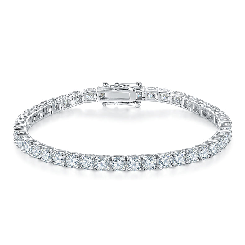 Classic Four-claws Moissanite Tennis Bracelet in Sterling Silver