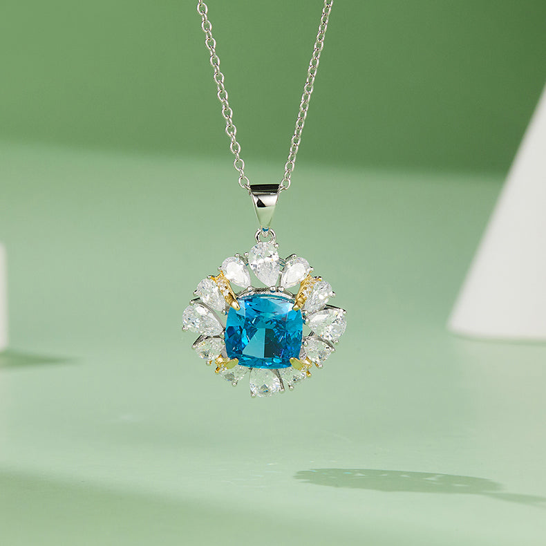 [Ice Blue] Cubic Zirconia Necklace in Sterling Silver