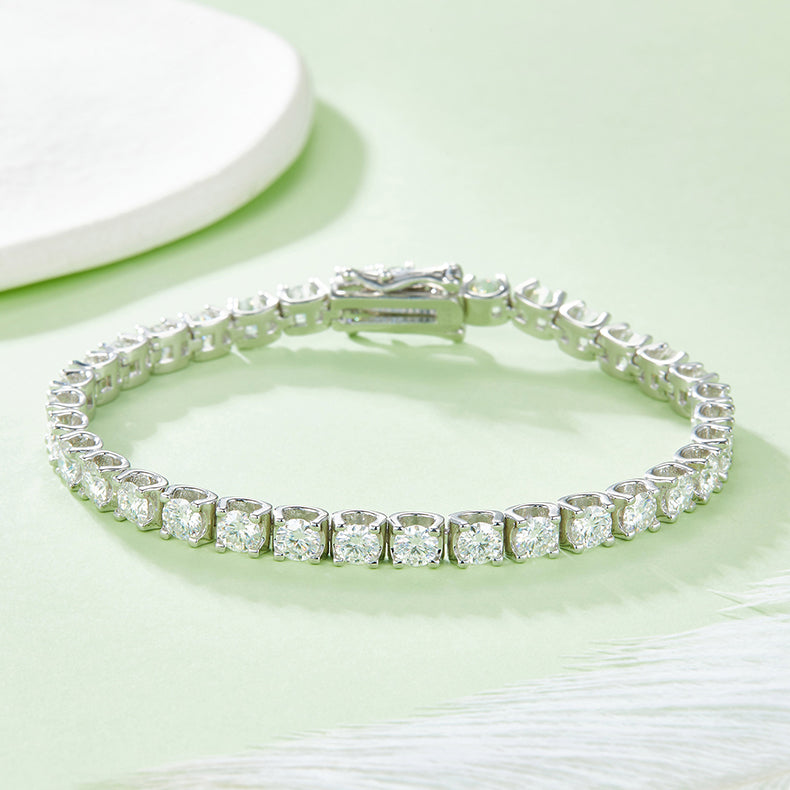Classic Bull Head Moissanite Tennis Bracelet in Sterling Silver