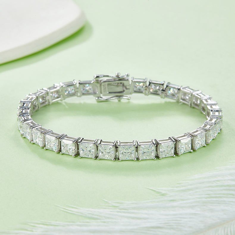 Square 0.5 carat per gemstone Moissanite Tennis Bracelet in Sterling Silver