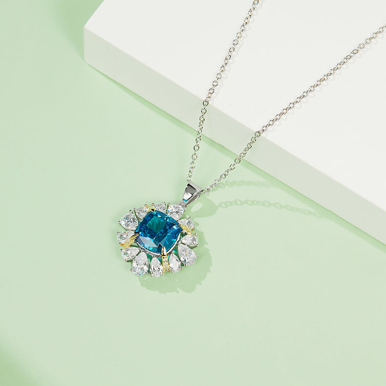 [Ice Blue] Cubic Zirconia Necklace in Sterling Silver