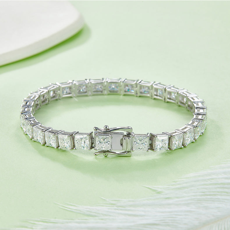 Square 0.5 carat per gemstone Moissanite Tennis Bracelet in Sterling Silver