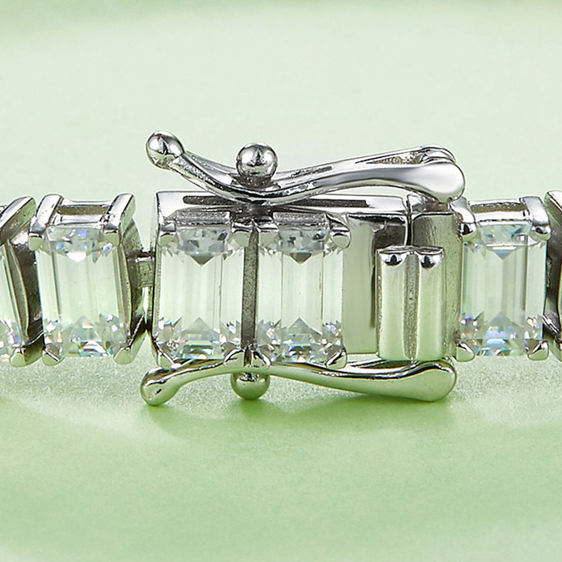 Rectangle 0.5 carat per gemstone Moissanite Tennis Bracelet in Sterling Silver