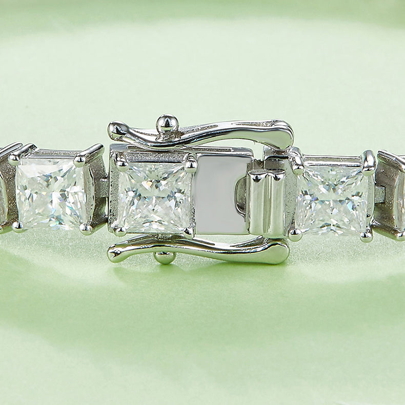 Square 0.5 carat per gemstone Moissanite Tennis Bracelet in Sterling Silver