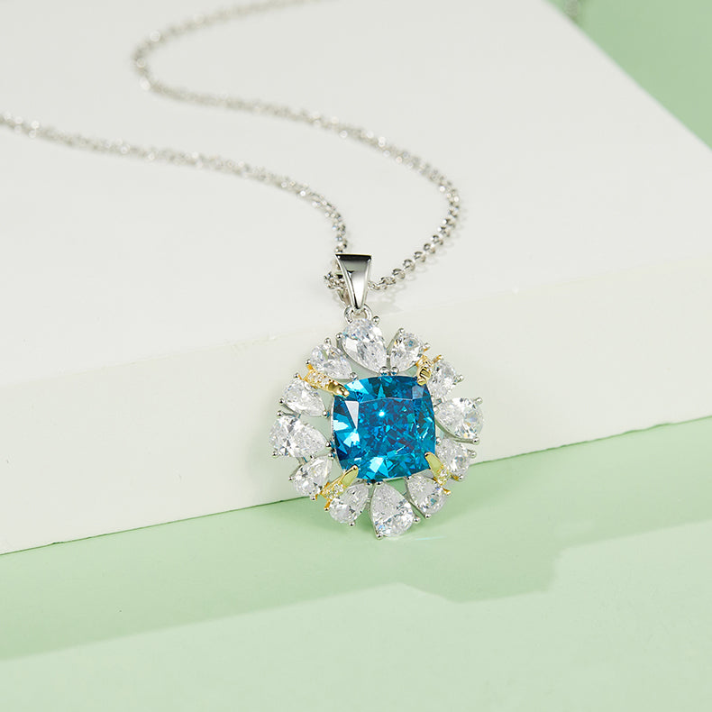 [Ice Blue] Cubic Zirconia Necklace in Sterling Silver