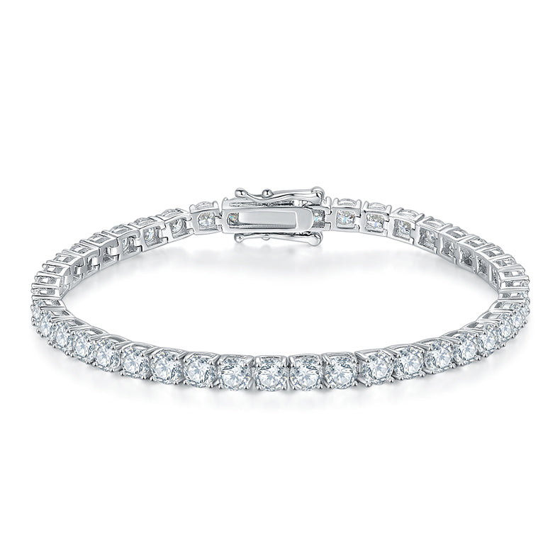 Classic Four-claws Moissanite Tennis Bracelet in Sterling Silver