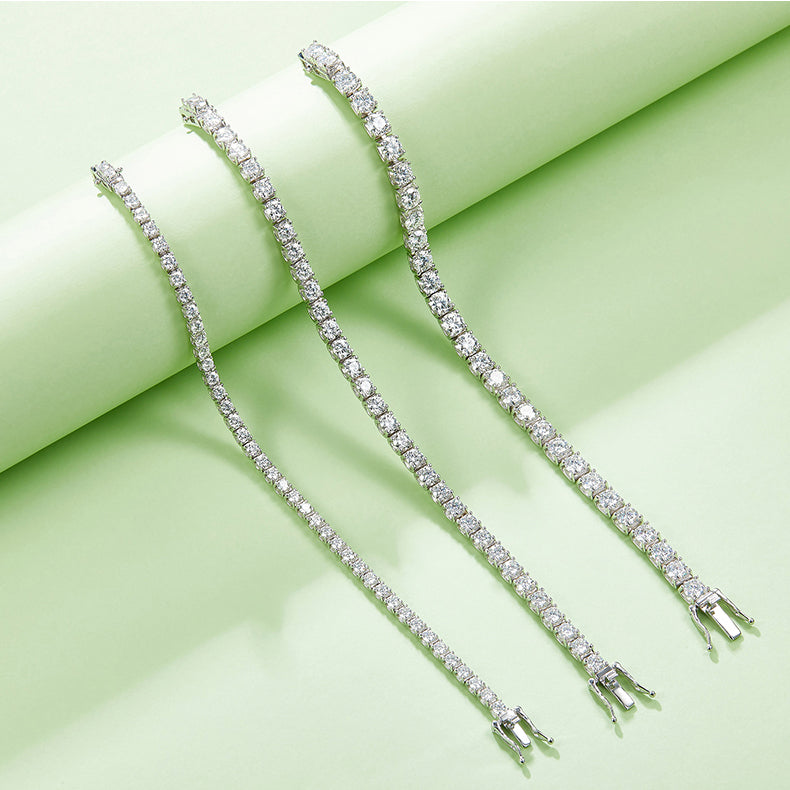 Classic Bull Head Moissanite Tennis Bracelet in Sterling Silver