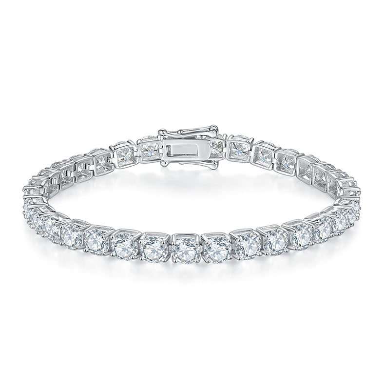 Classic Four-claws Moissanite Tennis Bracelet in Sterling Silver