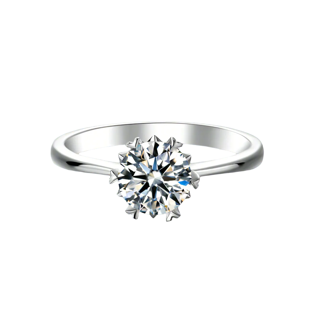 [Classic Snowflake] 1 carat Moissanite Ring in Sterling Silver