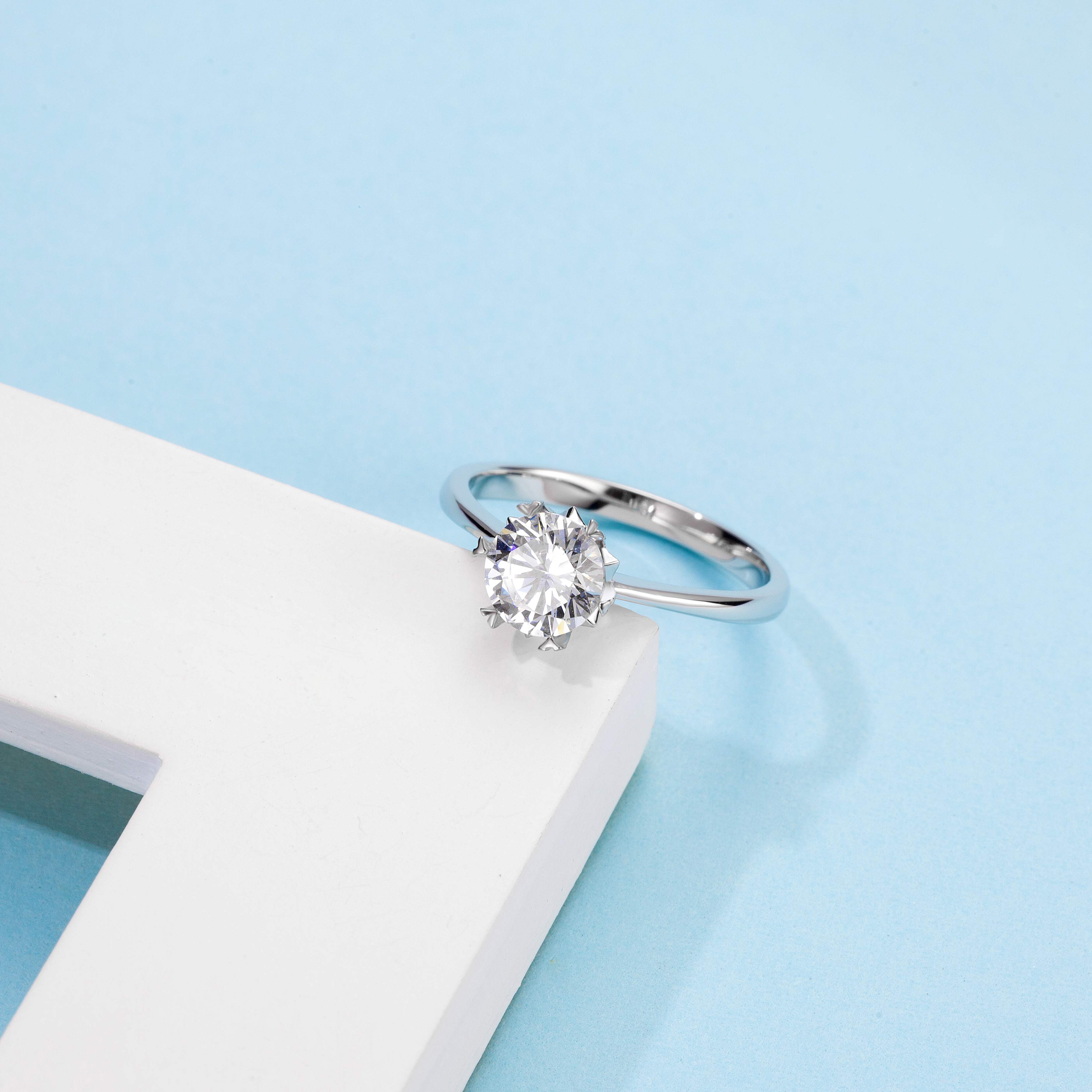 [Classic Snowflake] 1 carat Moissanite Ring in Sterling Silver