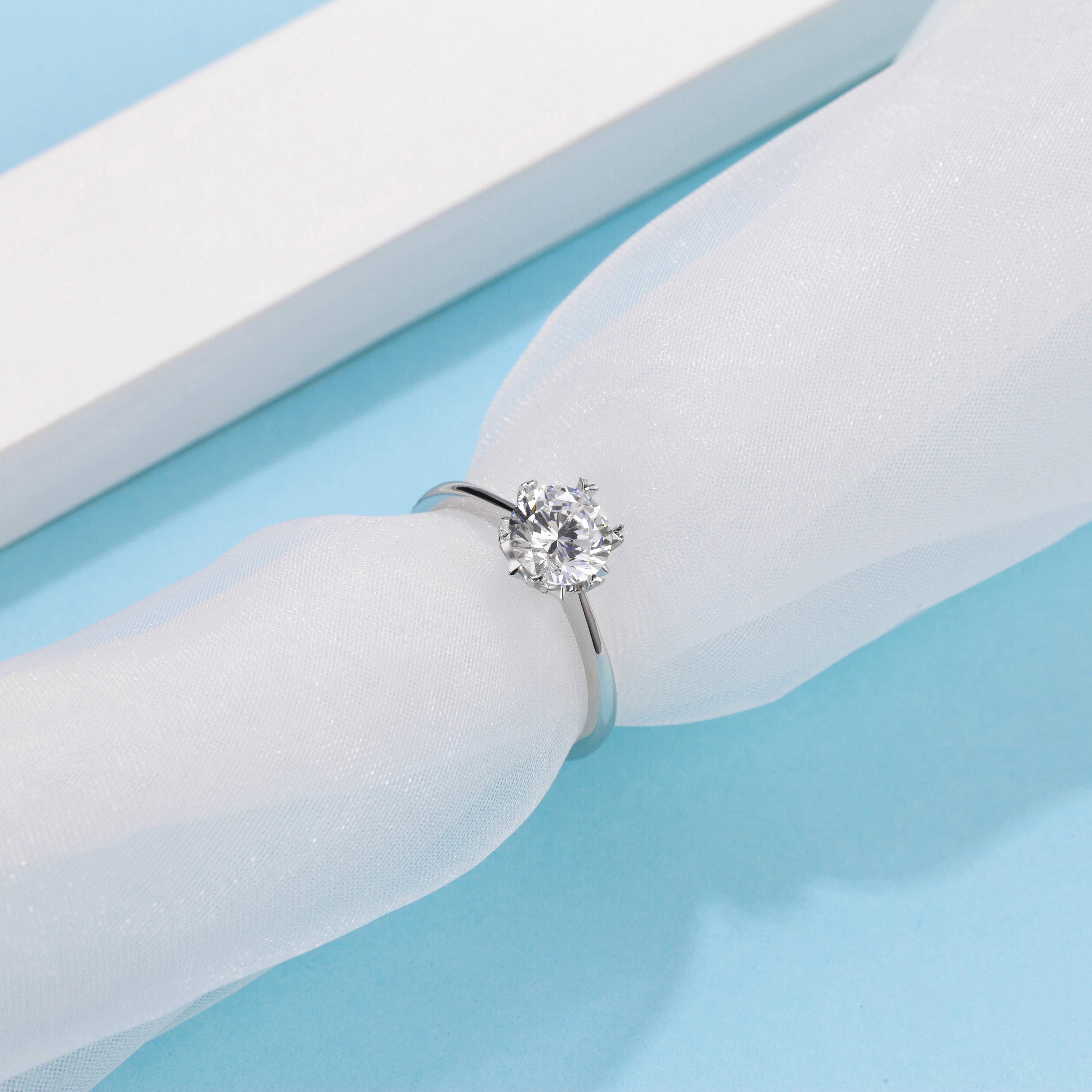 [Classic Snowflake] 1 carat Moissanite Ring in Sterling Silver
