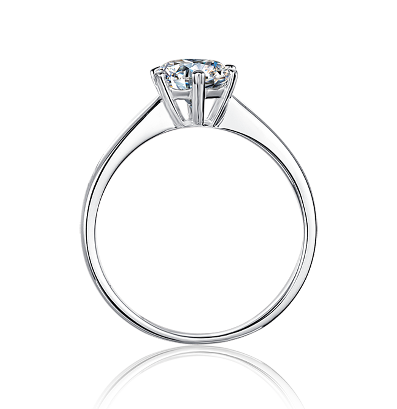 [The Classic Six Claws] Straight Arm 1 carat D Color Moissanite Ring in Sterling Silver