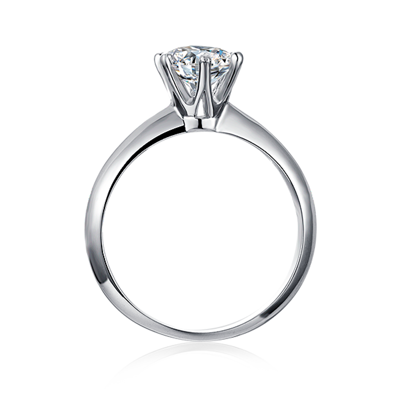 [The Classic Six Claws] Straight Arm 1 carat Lab-Grown Diamond Ring in 18K White Gold