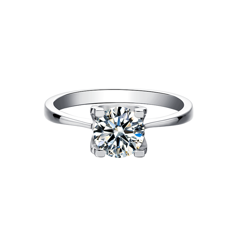 [Classic Bull Head] Straight Arm 1 carat Moissanite Ring in Sterling Silver