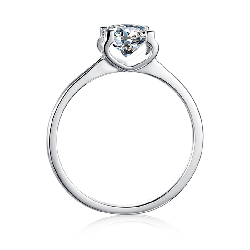 [Classic Bull Head] Straight Arm 1 carat Moissanite Ring in Sterling Silver