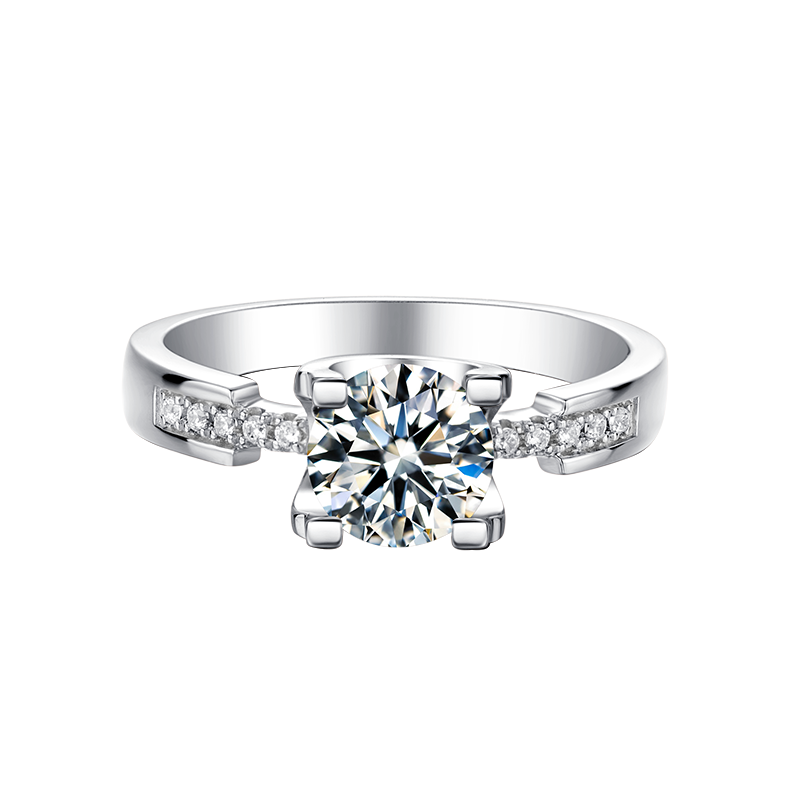 [Classic Bull Head] Slim waist 1 carat D Color Moissanite Ring in Sterling Silver