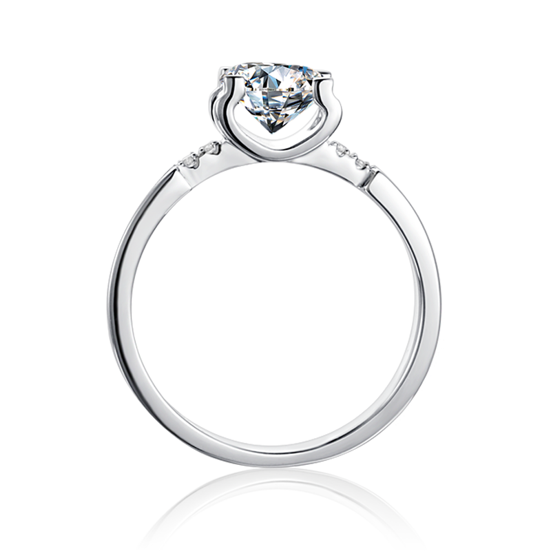 [Classic Bull Head] Slim waist 1 carat D Color Moissanite Ring in Sterling Silver