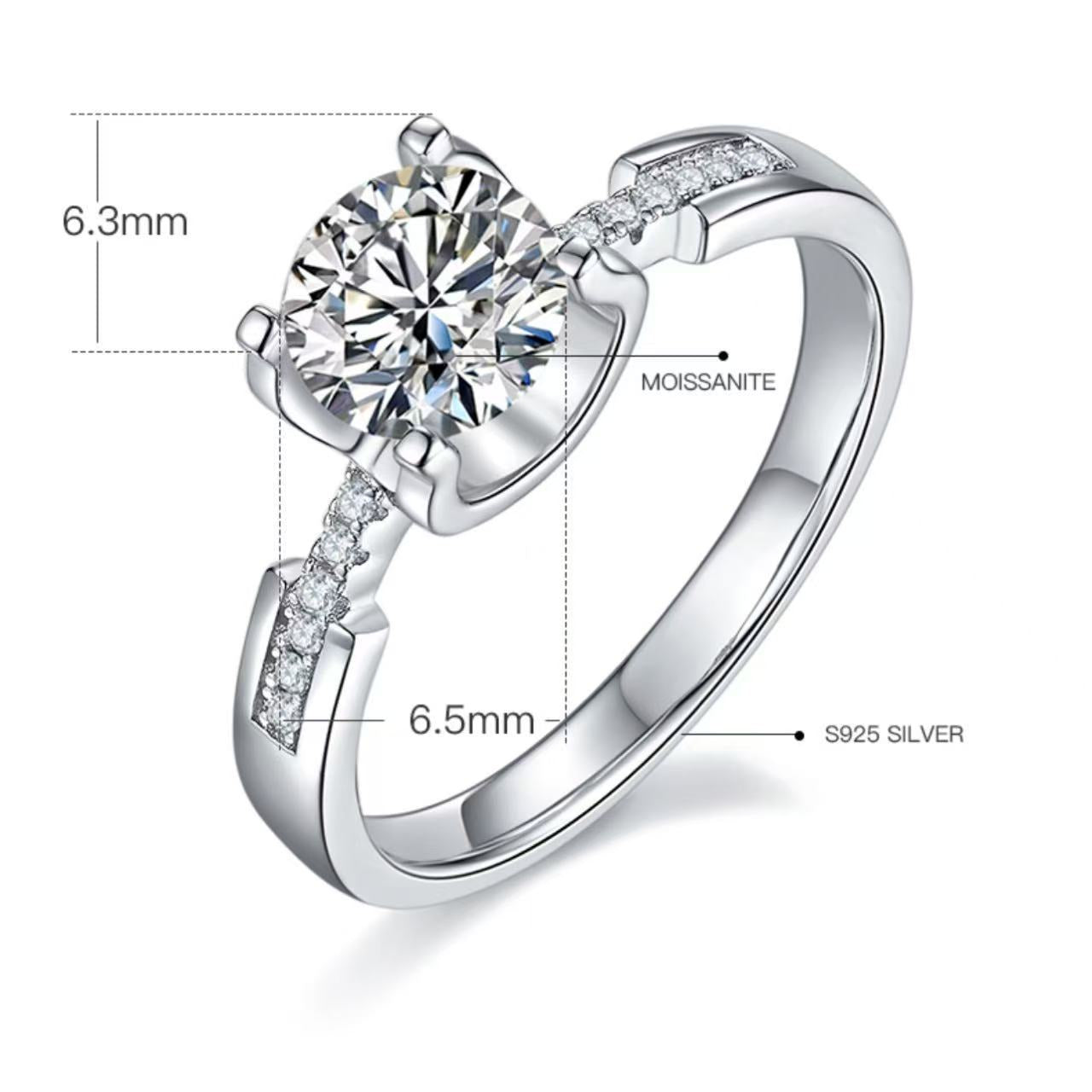 [Classic Bull Head] Slim waist 1 carat D Color Moissanite Ring in Sterling Silver