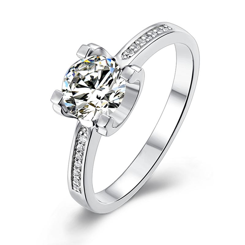 [Classic Bull Head] Straight Band Micro-paved 1 carat D Color Moissanite Ring in Sterling Silver