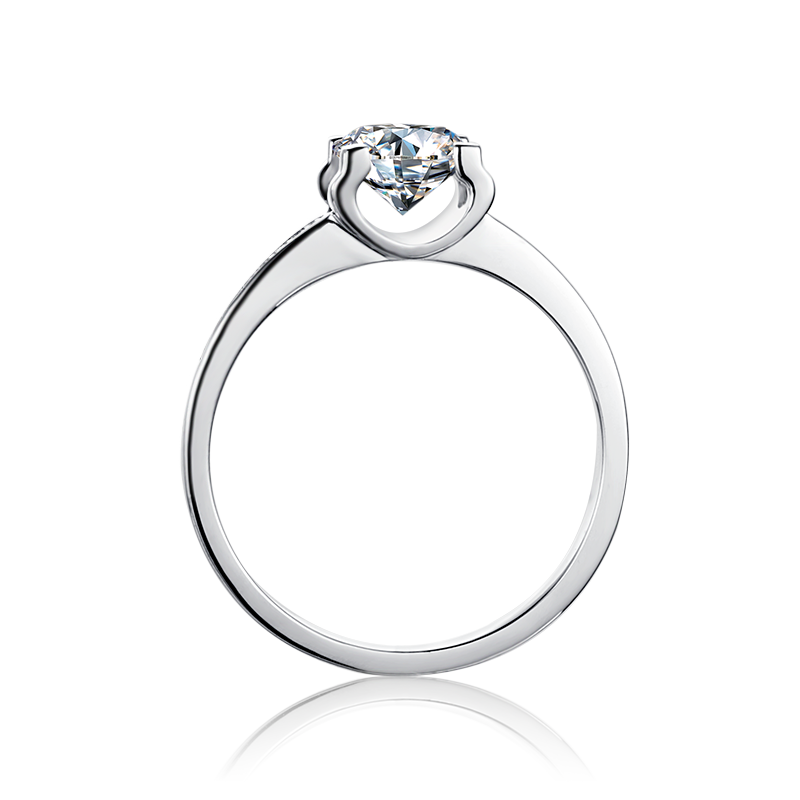 [Classic Bull Head] Straight Band Micro-paved 1 carat D Color Moissanite Ring in Sterling Silver