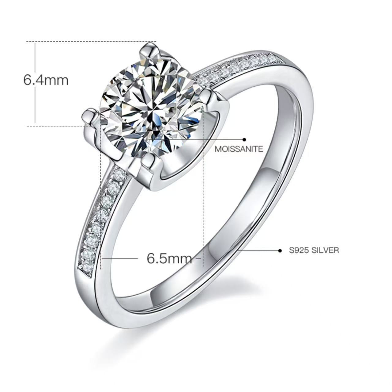 [Classic Bull Head] Straight Band Micro-paved 1 carat D Color Moissanite Ring in Sterling Silver