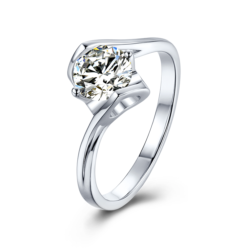[Angel Kiss] Twisted Arm 1 carat D Color Moissanite Ring in Sterling Silver