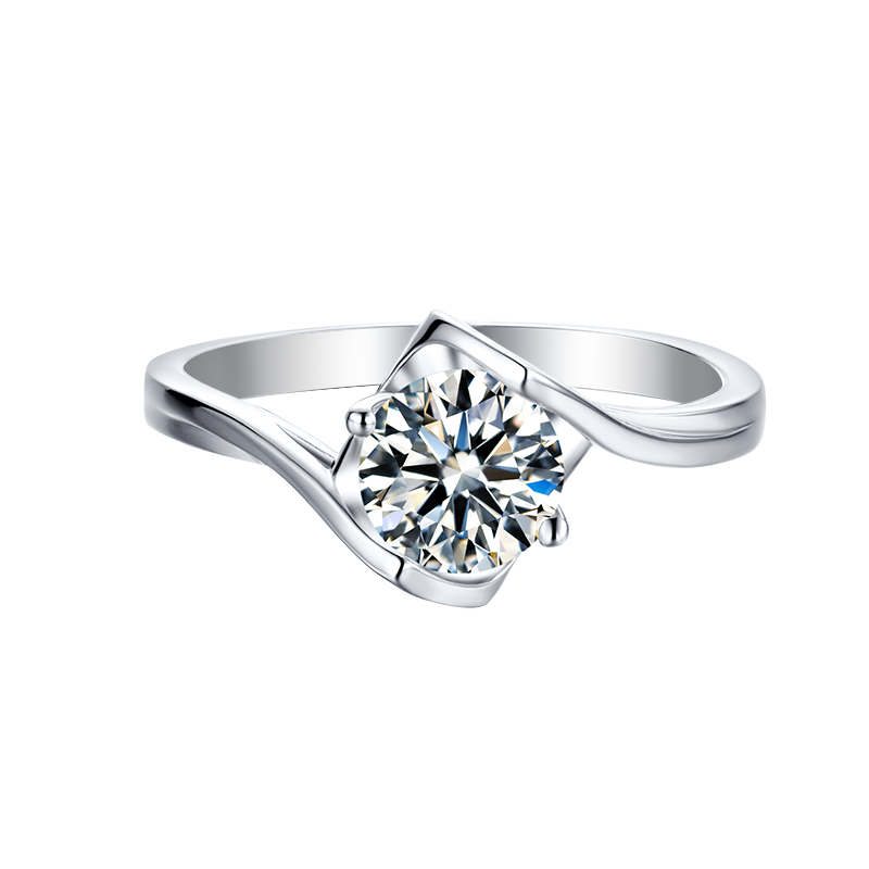 [Angel Kiss] Twisted Arm 1 carat D Color Moissanite Ring in Sterling Silver