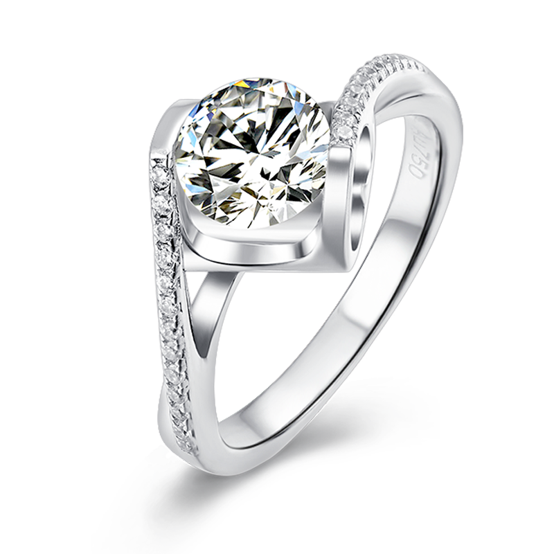 [Angel Kiss] Twisted Arm with Micro-setting 1 carat D Color Moissanite Ring in Sterling Silver