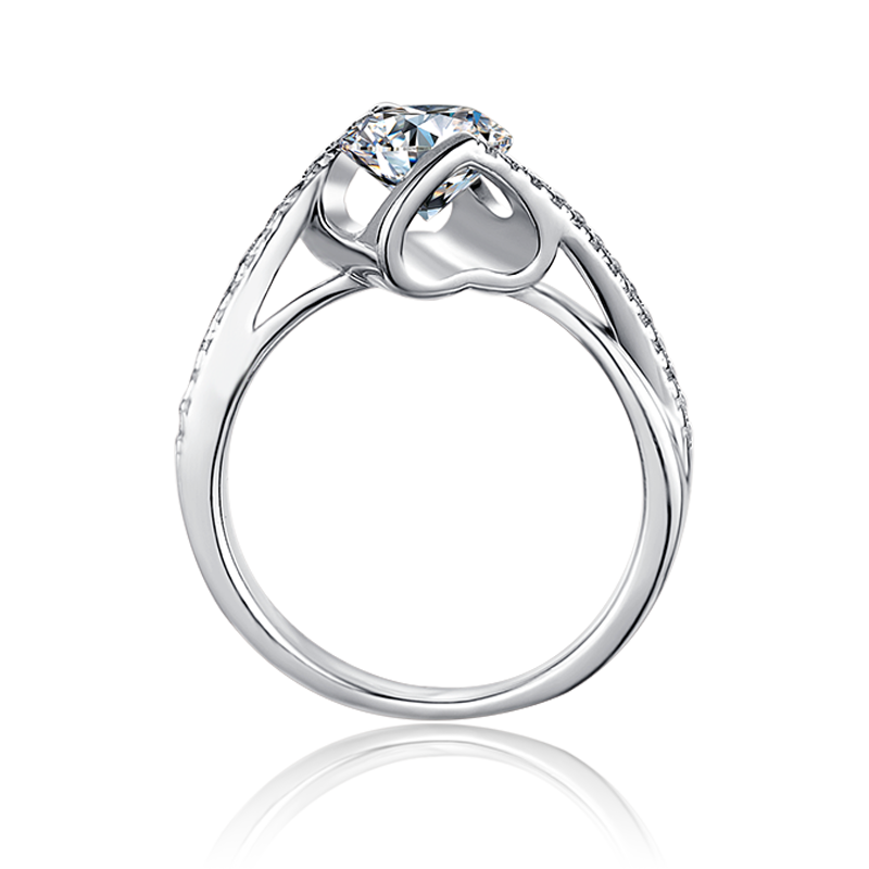 [Angel Kiss] Twisted Arm with Micro-setting 1 carat D Color Moissanite Ring in Sterling Silver
