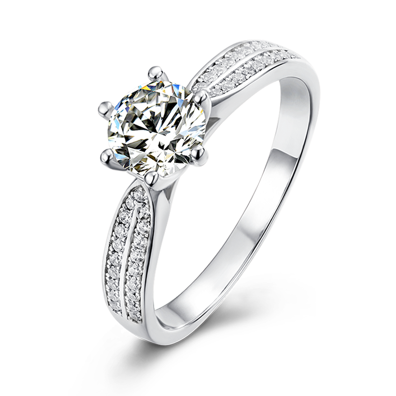 [Starlight Queen] Straight Arm Micro-paved 1 carat Moissanite Ring in Sterling Silver