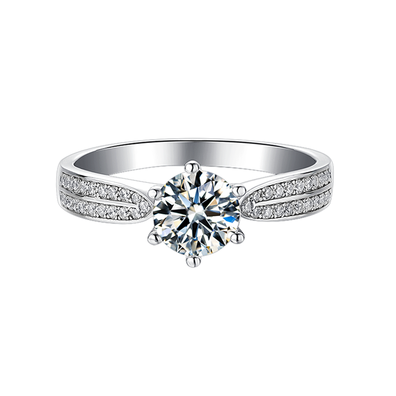 [Starlight Queen] Straight Arm Micro-paved 1 carat Moissanite Ring in Sterling Silver