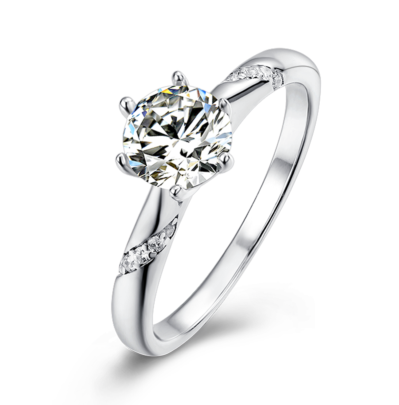 [The Spirit] Straight Arm Micro-paved 1 carat D Color Moissanite Ring in Sterling Silver