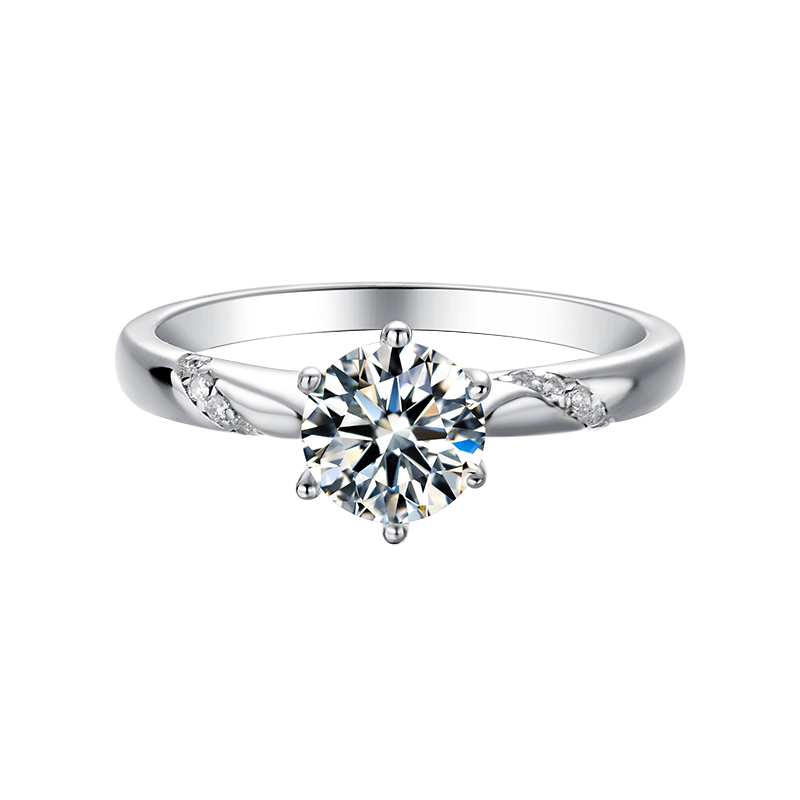 [The Spirit] Straight Arm Micro-paved 1 carat D Color Moissanite Ring in Sterling Silver