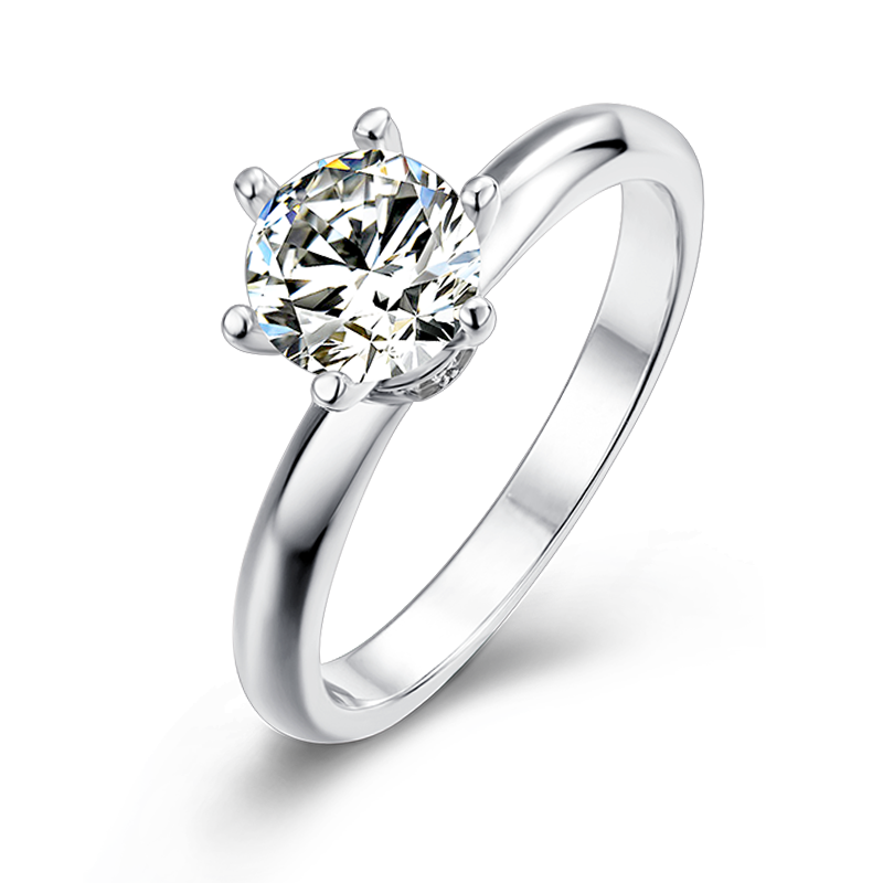 [The Choker] Straight Arm Claw-Set 1 carat D Color Moissanite Ring in Sterling Silver