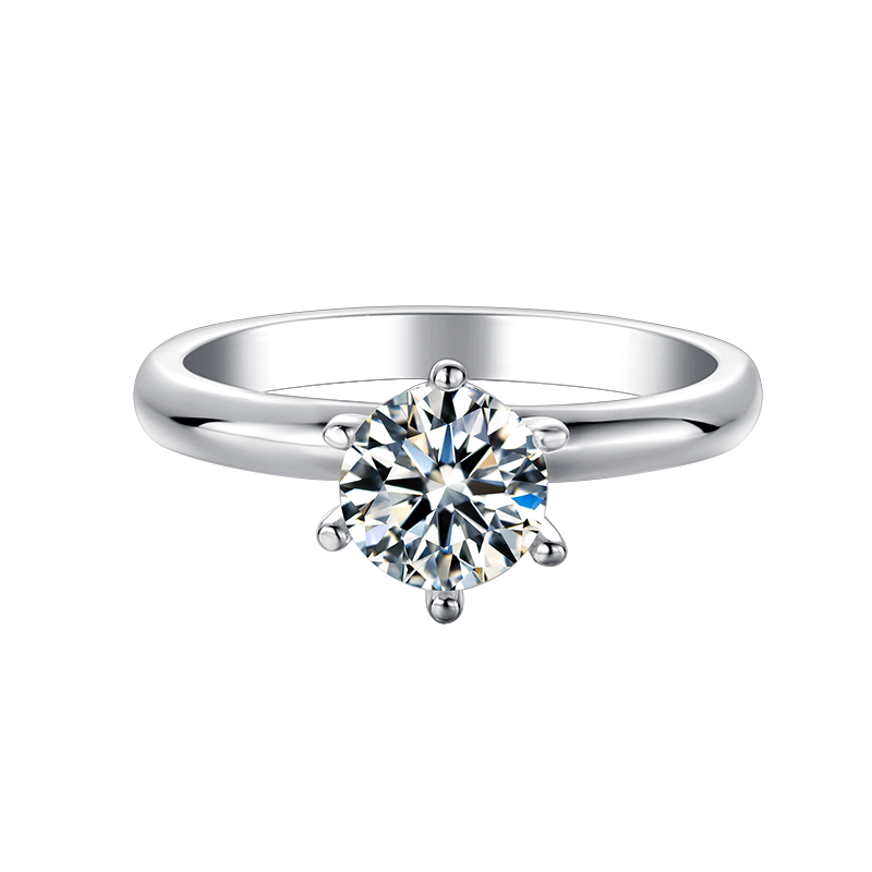 [The Choker] Straight Arm Claw-Set 1 carat D Color Moissanite Ring in Sterling Silver