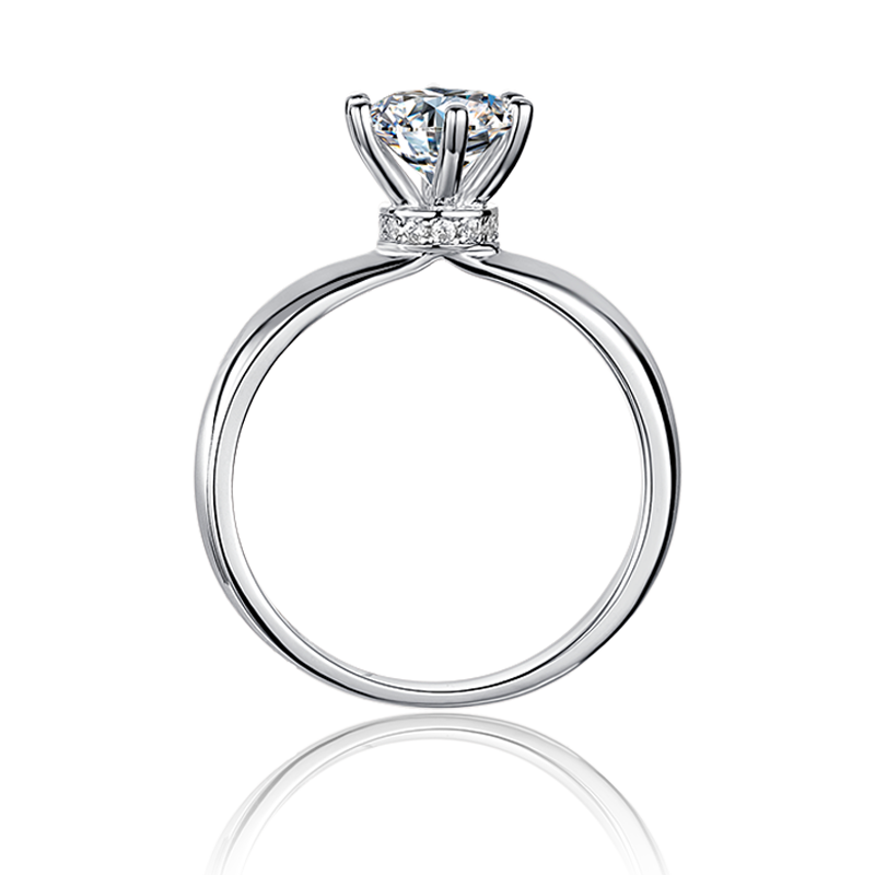 [The Choker] Straight Arm Claw-Set 1 carat D Color Moissanite Ring in Sterling Silver