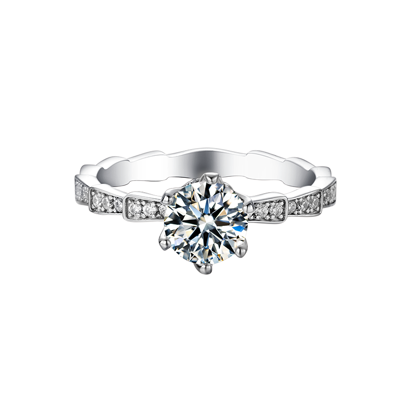 [Serpenti Snake] Straight Arm luxury pavé 1 carat D Color Moissanite Ring in Sterling Silver
